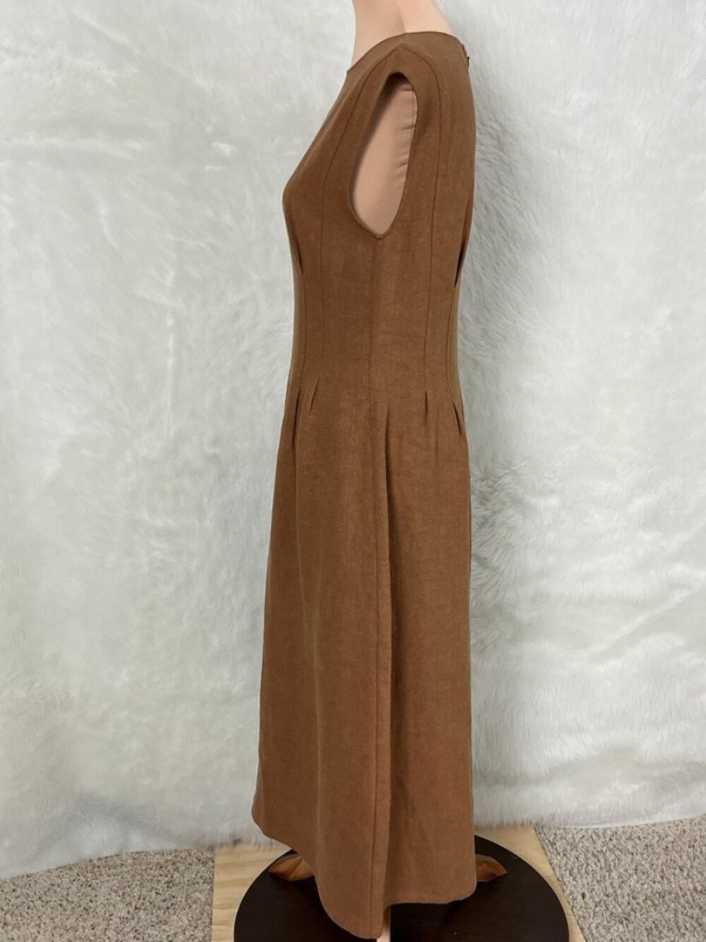 Banana Republic Brown 100% Linen Cap Sleeve Midi Sheath Lina Dress 8 - Picture 3 of 8